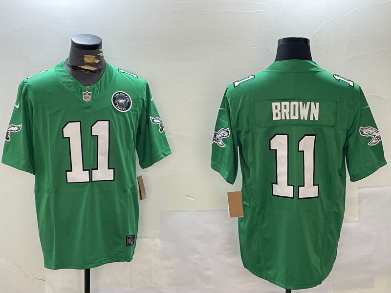 Men Philadelphia Eagles #11 Brown Green Throwback 2024 Nike Vapor Limited NFL Jersey style 2->women nfl jersey->Women Jersey